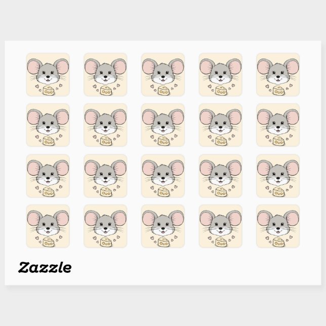 Coole Mäuse Haustiere Cartoon Valentine Quadratischer Aufkleber (Blatt)