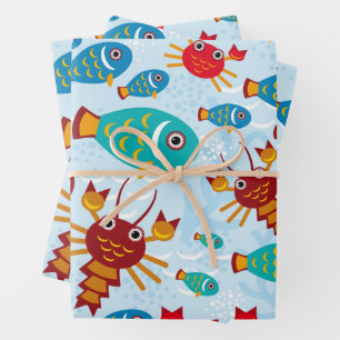 Coole Meeresfaische und Krebse Geschenkpapier Set