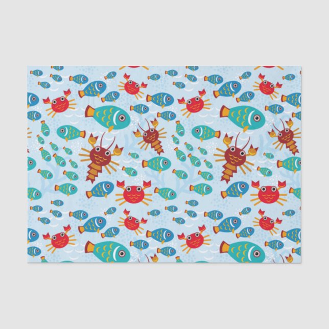 Coole Meeresfauna und -fische Seidenpapier (Vorderseite)