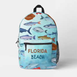 Coole Meeresfische Ozeanmuster Blaue Aquarellfarbe Bedruckter Rucksack