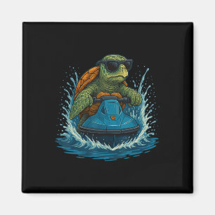 Coole Meeresschildkröte mit Sungles Jet Ski Rider  Magnet