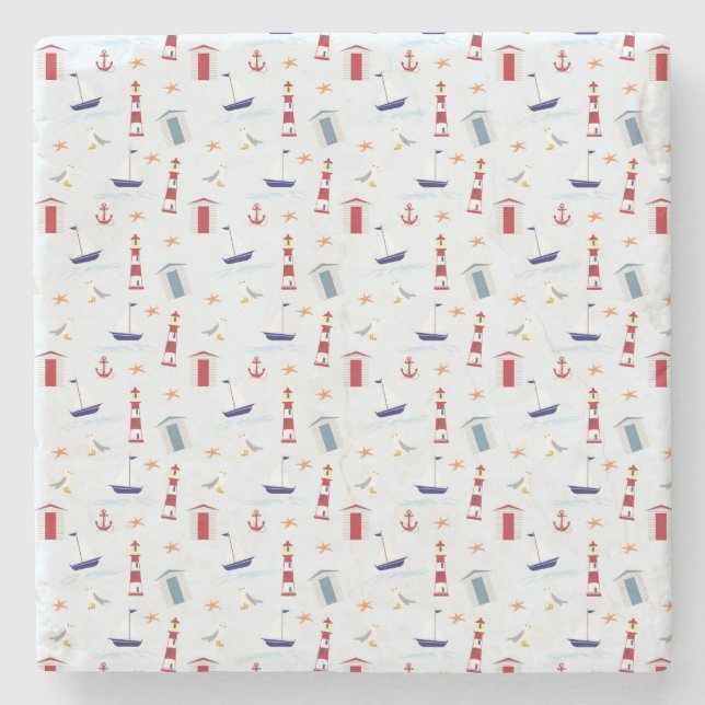 Coole Meeressymbole Steinuntersetzer (Vorderseite)