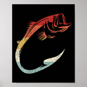 Coole minimale Fischhaken-Kunst für Angelfreunde Poster