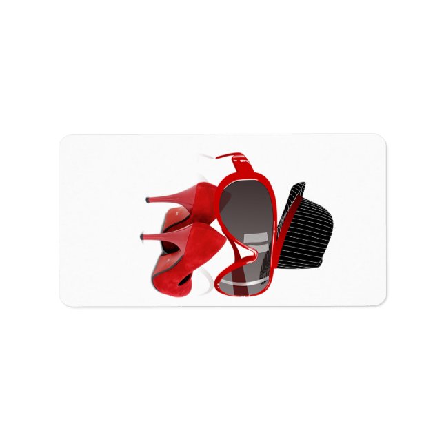 Coole Mode Damenschuhe aus rotem Hut Adressaufkleber (Vorne)