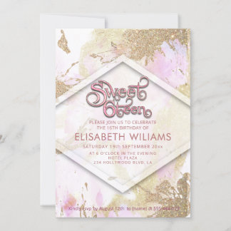 Coole moderne Aquarelltypografie süß 16 Einladung