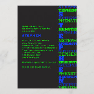 Coole moderne Bar Mitzvah Einladung Stephen