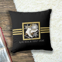 Coole moderne Black and Gold Glitzer Ice Skaten Kissen