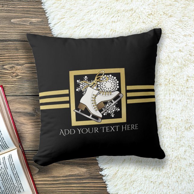 Coole moderne Black and Gold Glitzer Ice Skaten Kissen (Von Creator hochgeladen)