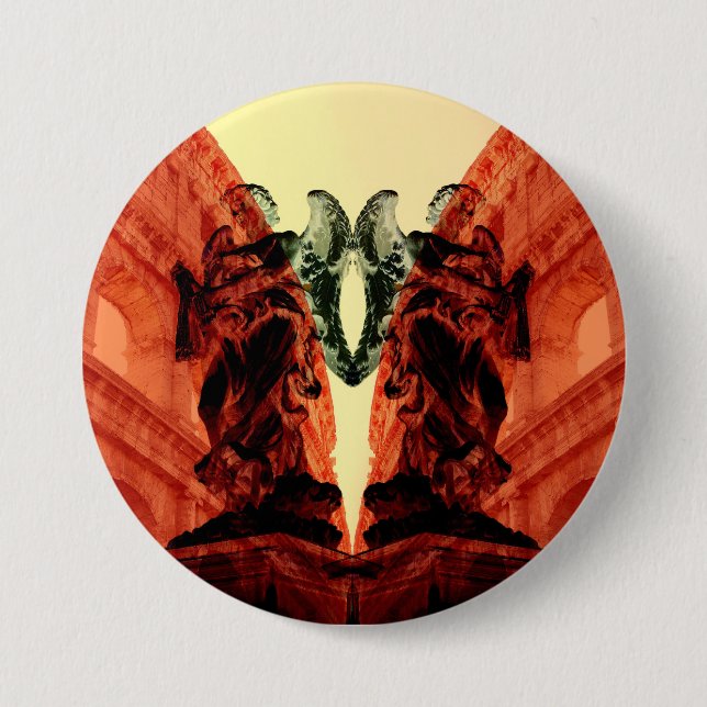 Coole moderne Collage des historischen Rom in Rot Button (Vorderseite)