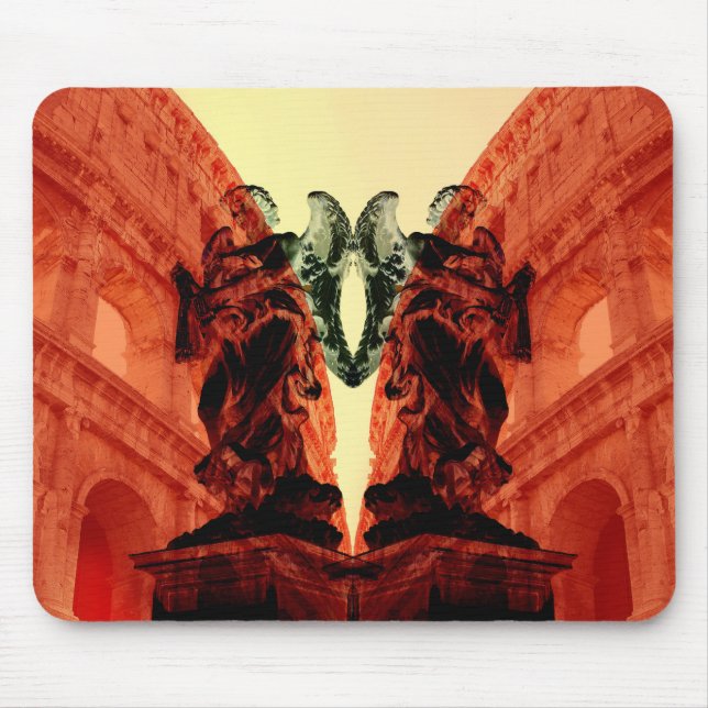 Coole moderne Collage des historischen Rom in Rot Mousepad (Vorne)