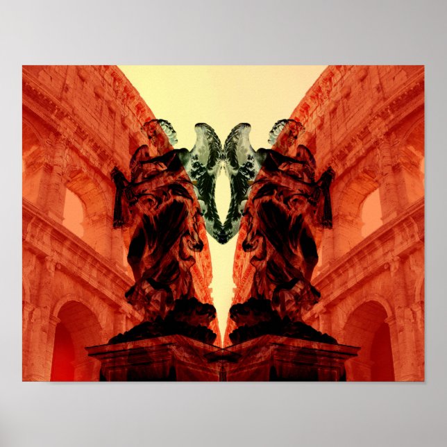 Coole moderne Collage des historischen Rom in Rot Poster (Vorne)