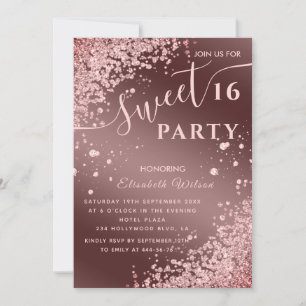 Coole moderne Diamant-Luxus-Rose Gold süß 16 Einladung