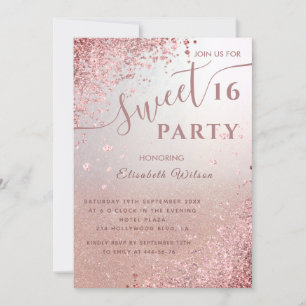 Coole moderne Diamant-Luxus-Rose Gold süß 16 Einladung