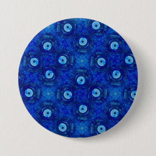 Coole, moderne digitale Kunst des blauen bösen Aug Button