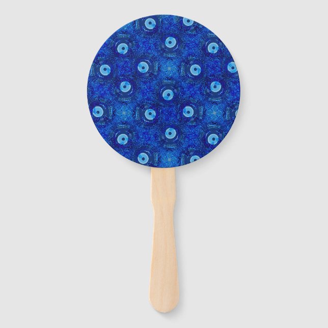 Coole, moderne digitale Kunst des blauen bösen Aug Fächer (Vorderseite)