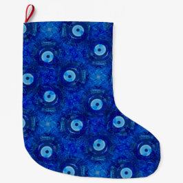 Coole, moderne digitale Kunst des blauen bösen Aug Großer Weihnachtsstrumpf
