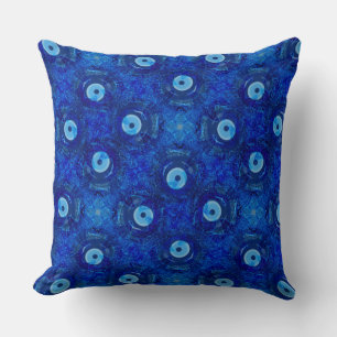 Coole, moderne digitale Kunst des blauen bösen Aug Kissen