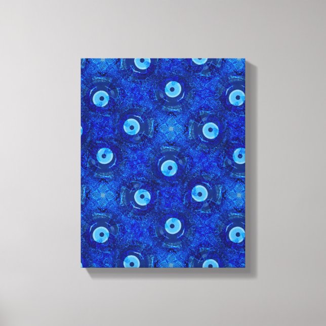 Coole, moderne digitale Kunst des blauen bösen Aug Leinwanddruck (Vorderseite)