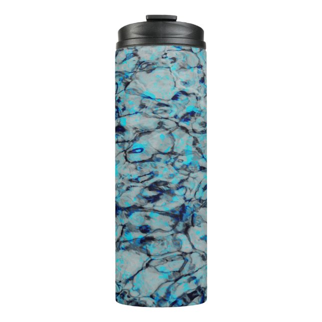 Coole, moderne Digitalkunst des blauen Wassers Thermosbecher (Vorderseite)