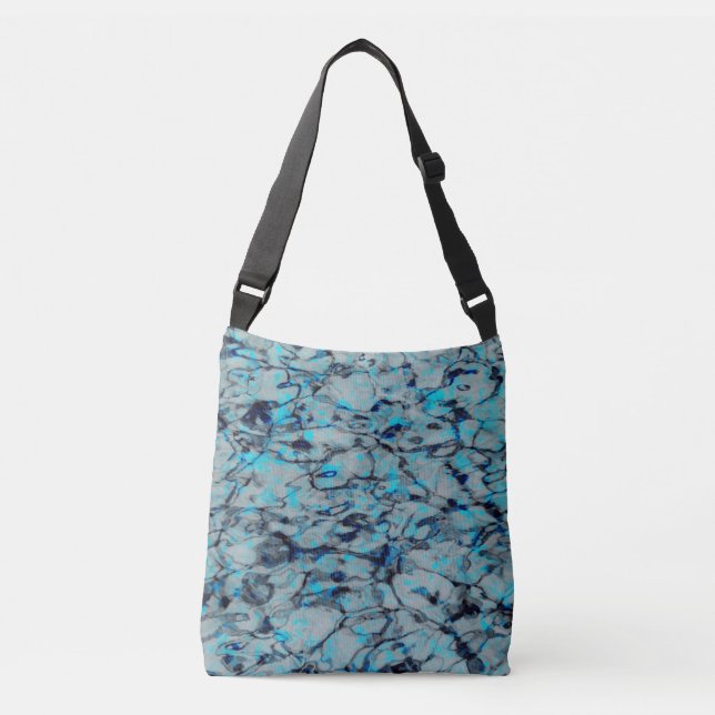 Coole, moderne Digitalkunst des blauen Wassers Tragetaschen Mit Langen Trägern (Vorderseite)