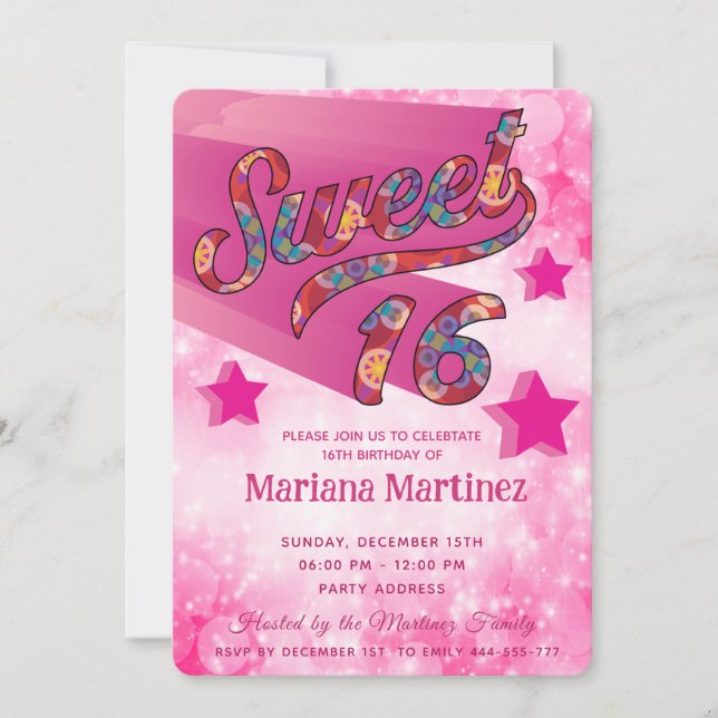 Coole moderne funky Super-Star Typografie pink Einladung (Vorderseite)
