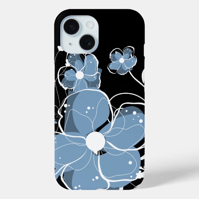 Coole moderne Girly Blue und White Blume title_seo2 (Rückseite)