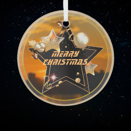 Coole moderne goldene schwarze Metallsteine Merry  Ornament Aus Glas