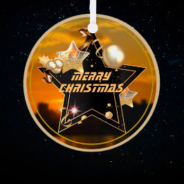 Coole moderne goldene schwarze Metallsteine Merry  Ornament Aus Metall
