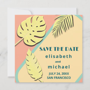 Coole moderne pastellfarbene Sommer tropisch Save The Date
