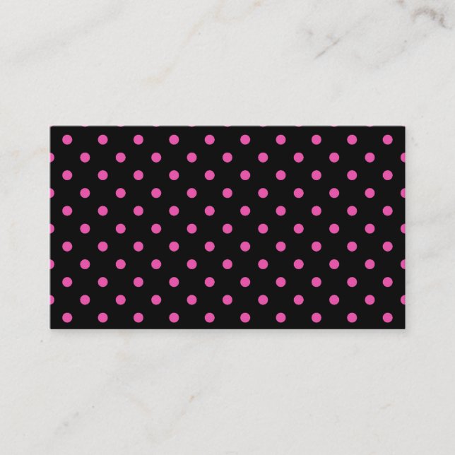 coole, moderne, rosa Polka-Punkte schwarze Visiten Visitenkarte (Vorderseite)