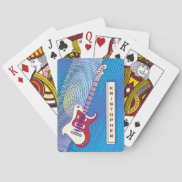 Coole moderne rote und blaue Gitarre hinzufügen Spielkarten