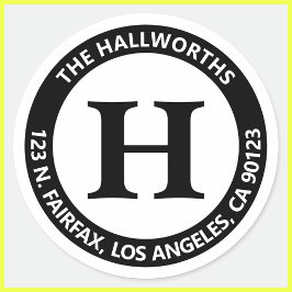 Coole moderne Rücksendeadresse aus Schwarz und Wei Runder Aufkleber