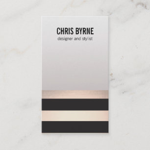 Coole, moderne Schwarz und Rose Gold gestreift Visitenkarte