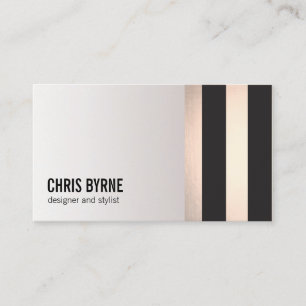 Coole, moderne Schwarz und Rose Gold Streifen 2 Visitenkarte