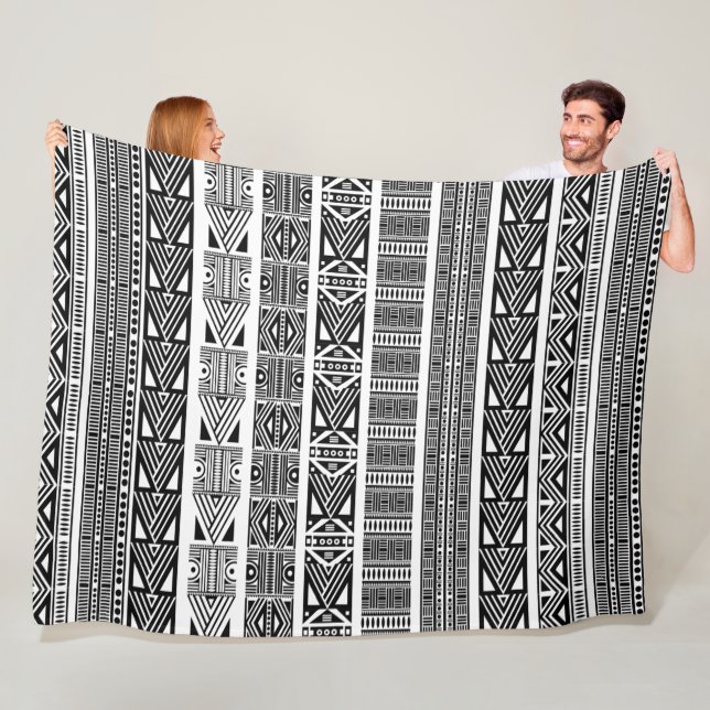 Coole, moderne, schwarz-weiße Muster Streifen Fleecedecke (Beispiel)