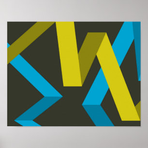 Coole, moderne, trendige geometrische Wege fließen Poster