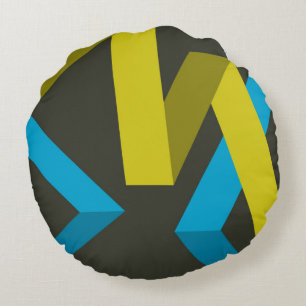 Coole, moderne, trendige geometrische Wege fließen Rundes Kissen