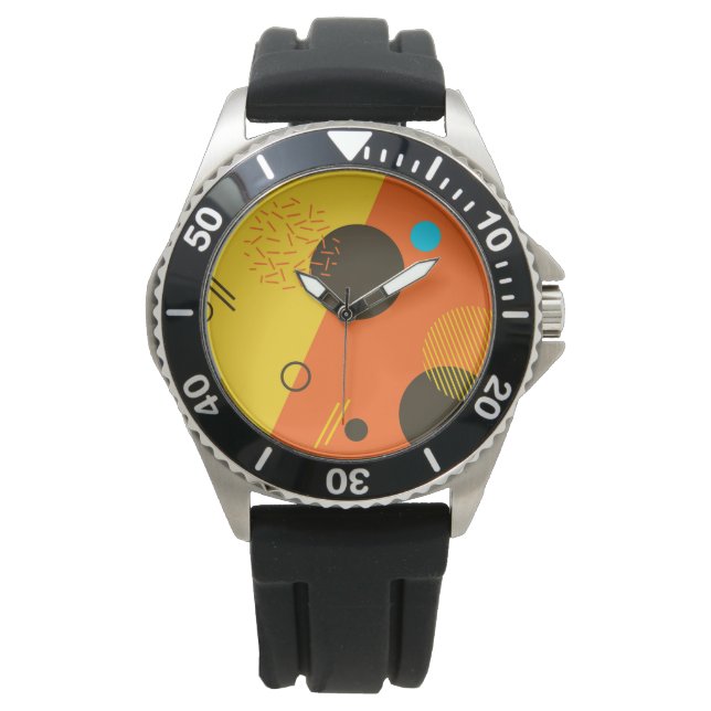 Coole, moderne, trendige, urbane Memphis-Illustrat Armbanduhr (Vorderseite)