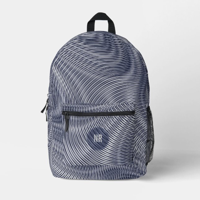 Coole Moiré-Effect-Streifen Trippy-Abstrakt-Monogr Bedruckter Rucksack (Vorderseite)
