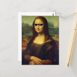 Coole Mona Lisa mit Brille Leonardo da Vinci Postkarte