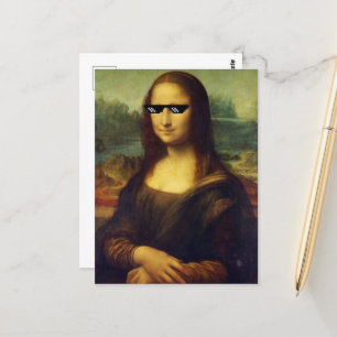Coole Mona Lisa mit Brille Leonardo da Vinci Postkarte