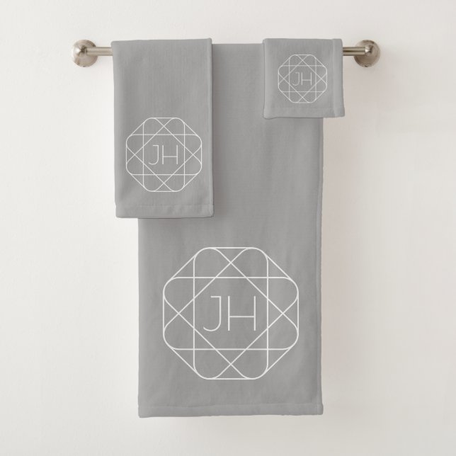 Coole Monogramm, Angesagte Logo-Stilanzeige | Grau Badhandtuch Set (Insitu)