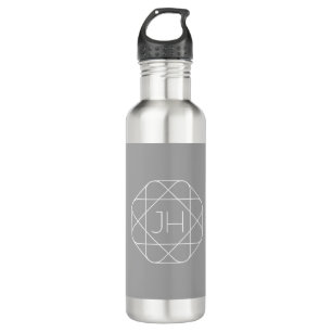 Coole Monogramm, Angesagte Logo-Stilanzeige Grau Edelstahlflasche