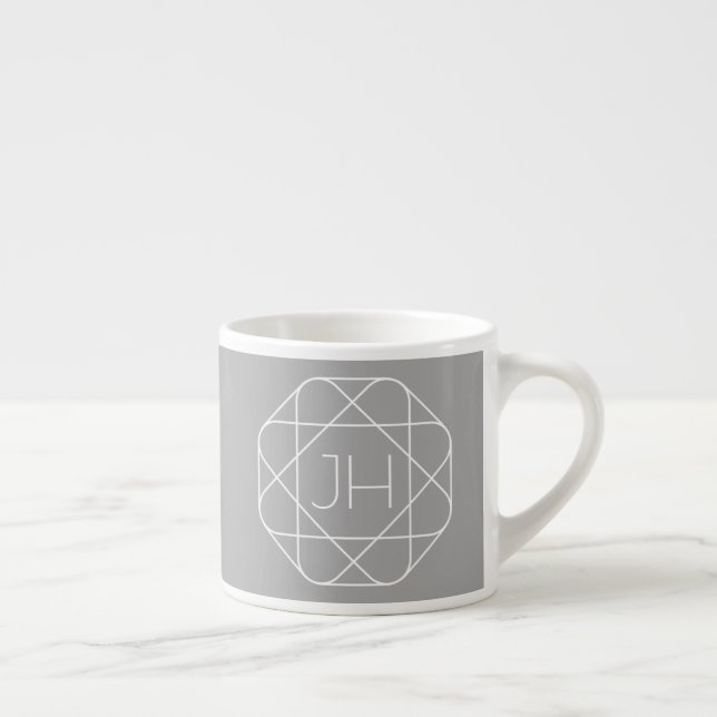 Coole Monogramm, Angesagte Logo-Stilanzeige | Grau Espressotasse (Rechts)