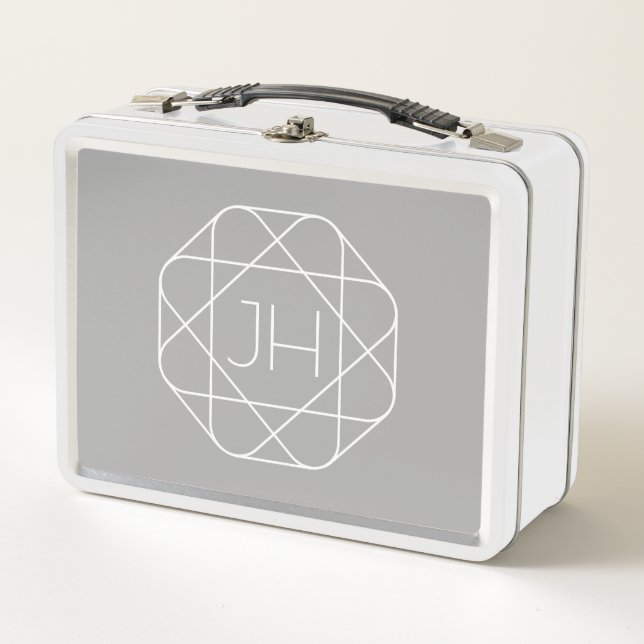 Coole Monogramm, Angesagte Logo-Stilanzeige | Grau Metall Brotdose (Vorderseite)