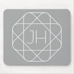 Coole Monogramm, Angesagte Logo-Stilanzeige Grau Mousepad