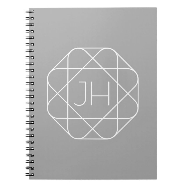 Coole Monogramm, Angesagte Logo-Stilanzeige | Grau Notizblock (Vorderseite)