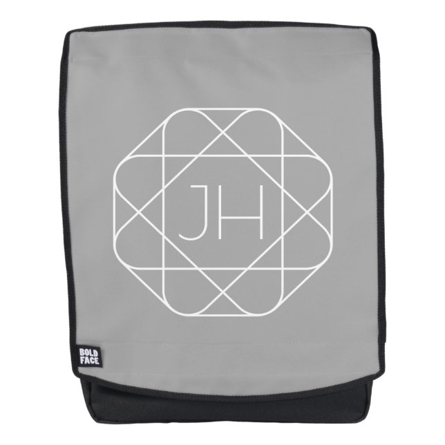 Coole Monogramm, Angesagte Logo-Stilanzeige | Grau Rucksack (Vorderseite)