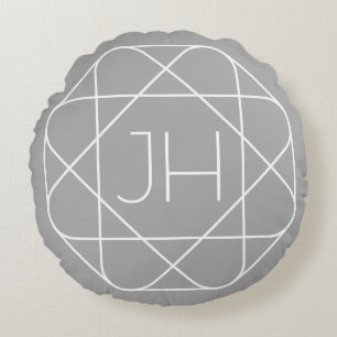 Coole Monogramm, Angesagte Logo-Stilanzeige   Grau Rundes Kissen