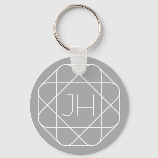 Coole Monogramm, Angesagte Logo-Stilanzeige | Grau Schlüsselanhänger (Vorderseite)